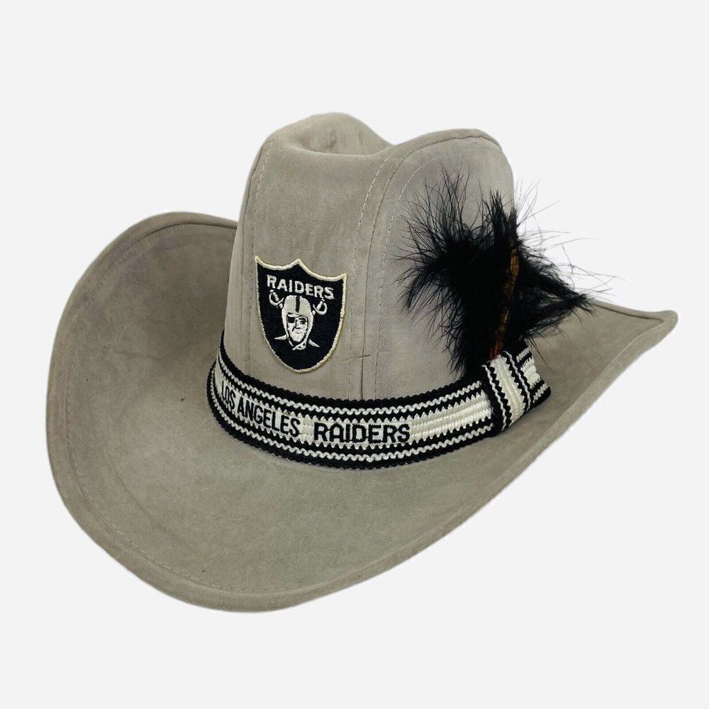 RARE Vintage 80s LOS ANGELES Raiders AJD Suede S Cowboy Western Embroidered Hat